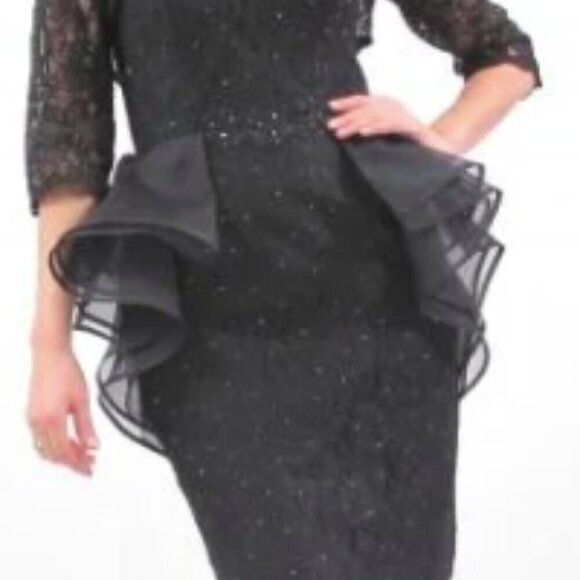 Ideas by Barbara Mother of the Bride Evening Dress Black 5417 Size M NWT - Picture 3 of 3